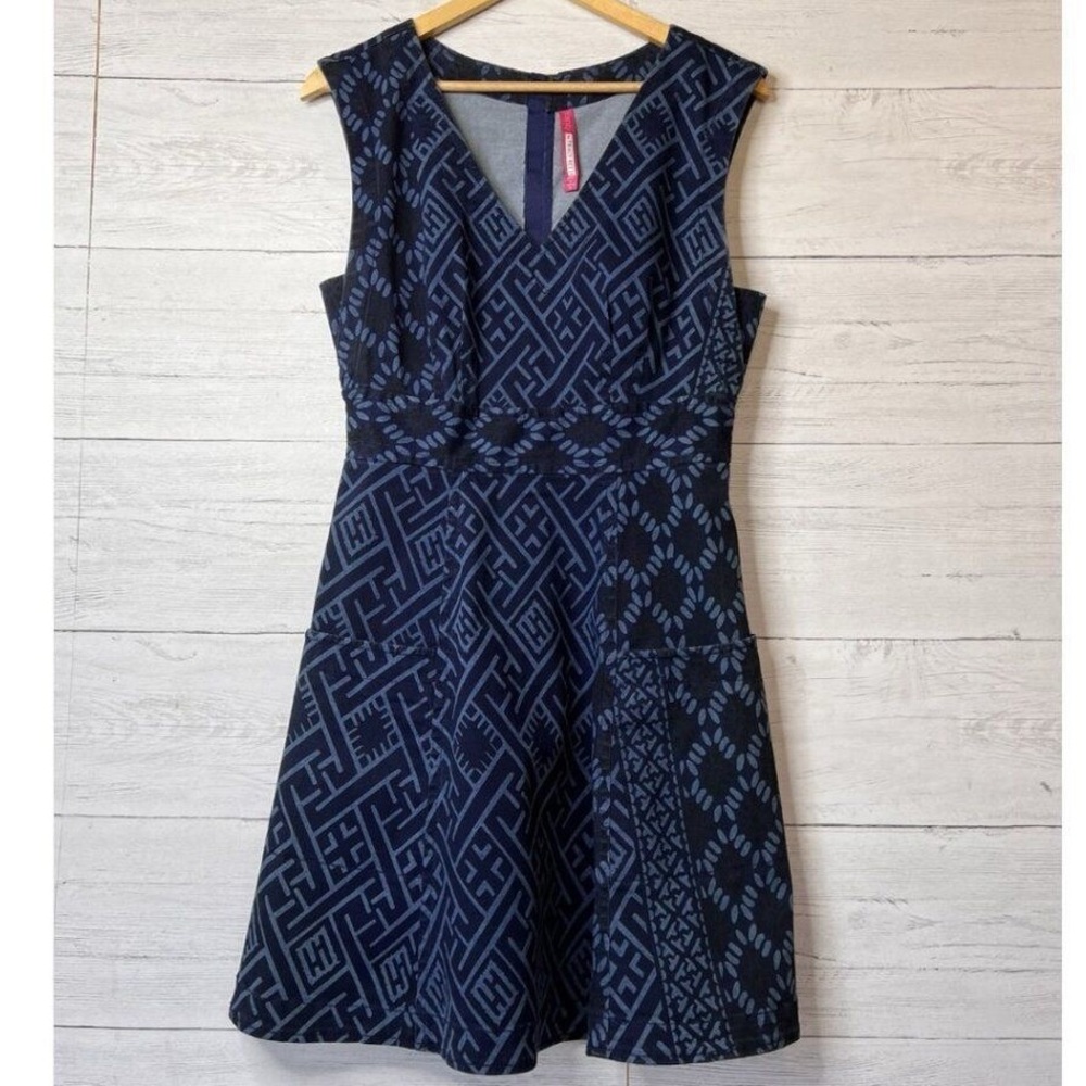 Anthropologie Plenty by Tracy Reese Diamond Denim Navy Dress Size 6